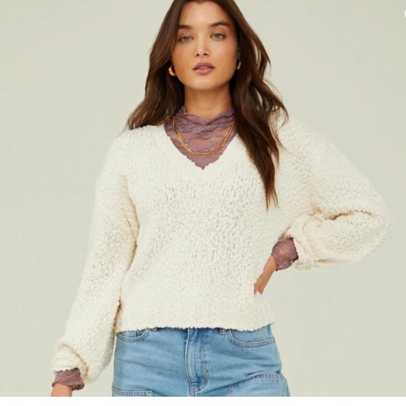 Altar’d State Sydney Popcorn Pullover, Cream, Size M/L - Picture 1 of 7